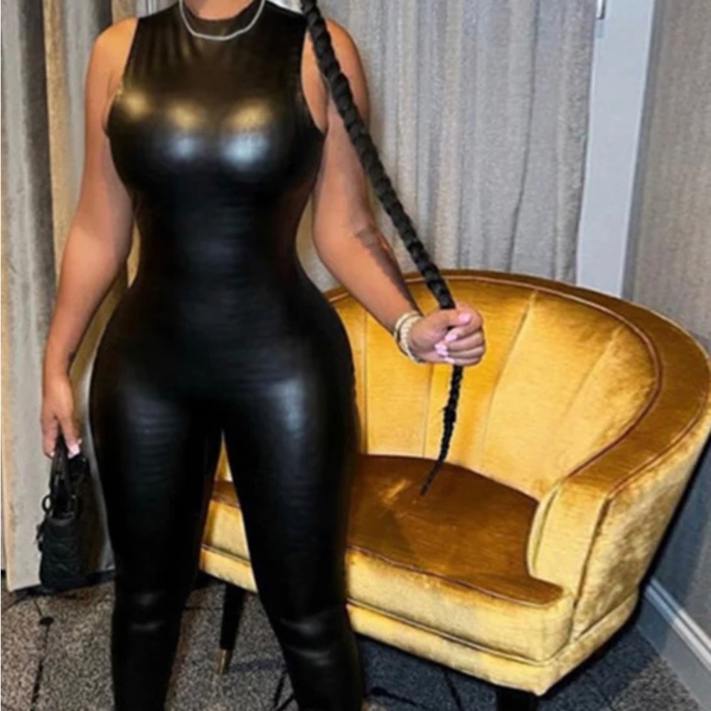 Black faux leather jumper